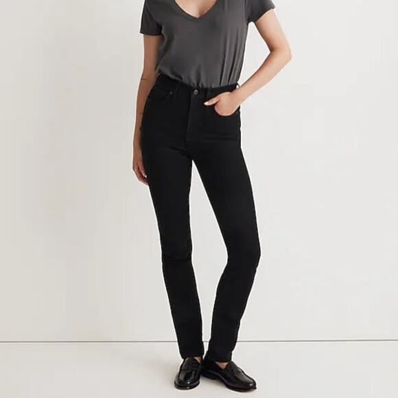 Madewell Stovepipe Jeans in Black Rinse Wash Size 24 - Picture 1 of 7